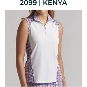 NWT Bermuda Sands Apparel Women's Sleeveless White and Pink Patterned Top.